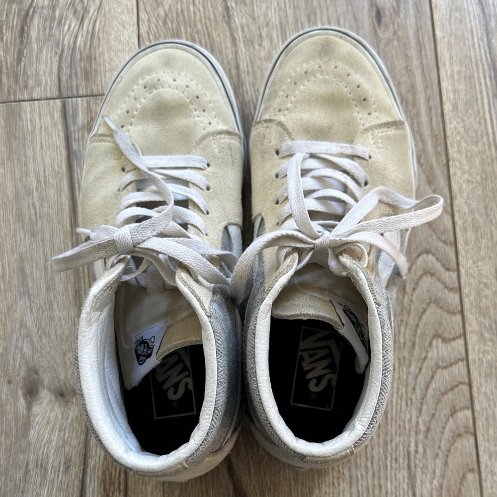 Vans Cream and Gray High-Top Sneakers - Picture 2 of 12